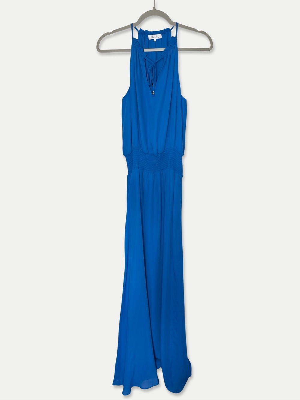 Parker Small Cobalt Blue Smocked Waist Halter Maxi Dress Boho